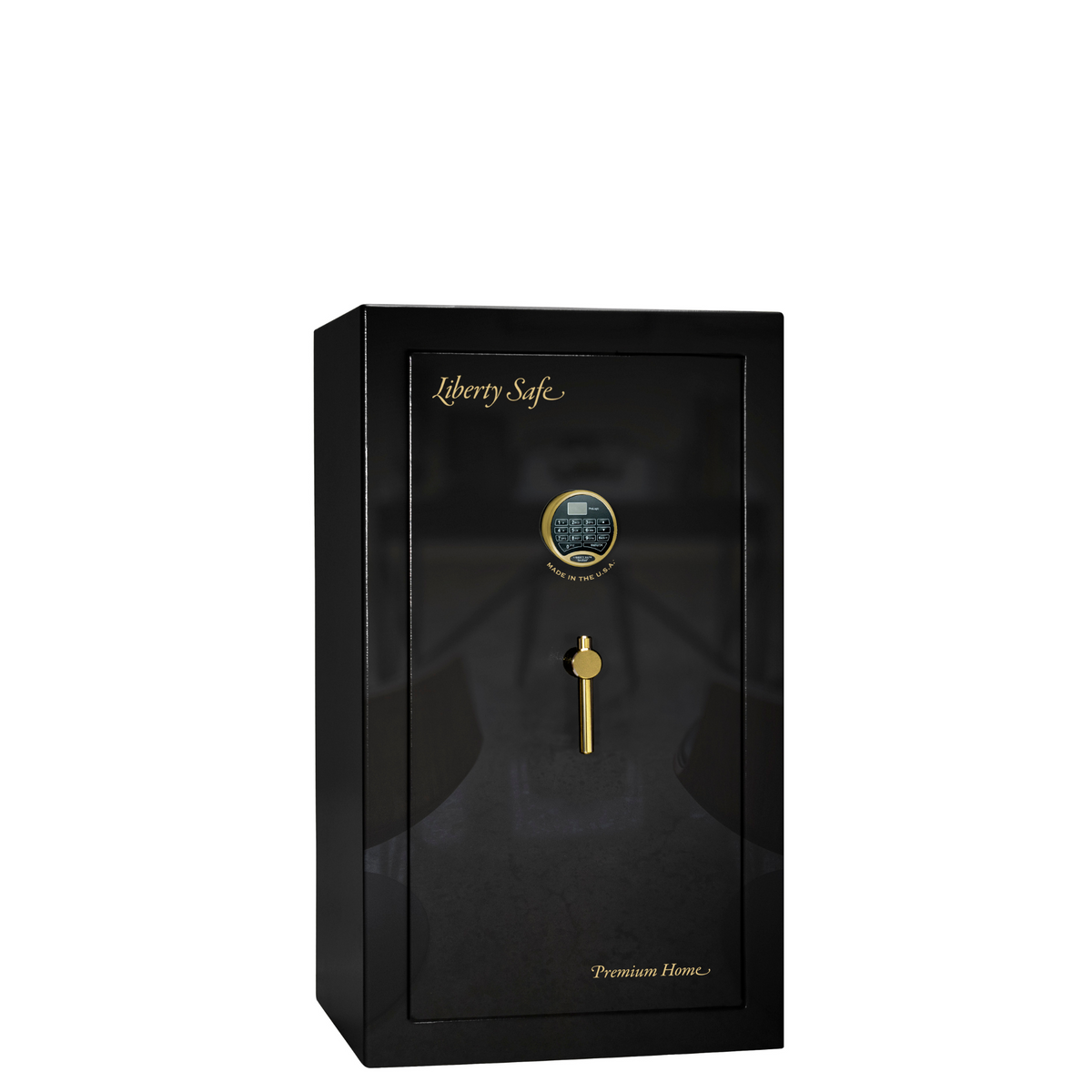 Premium Home Series | Level 7 Security | 2 Hour Fire Protection | 12 | Dimensions: 41.75"(H) x 24.5"(W) x 19"(D) | Black Gloss Brass - Closed Door