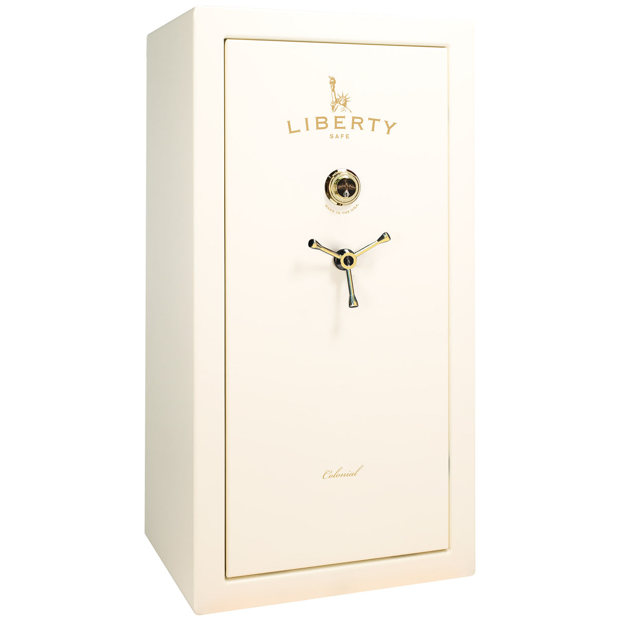 Colonial Series | Level 4 Security | 75 Minute Fire Protection | 23 PRO FLEX | DIMENSIONS: 60.5"(H) X 30"(W) X 22"(D*) | White Gloss Brass | Electronic Lock Open - Closed